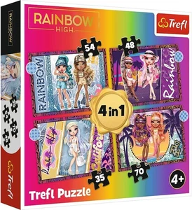 NEW Trefl Jigsaw Puzzle 4 in 1 Pieces 4+ Age Rainbow High Fashionable Dolls - Picture 1 of 5