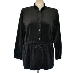 Susan Graver Blouse Top Tunic NEW w/ Tags Black Velveteen Lightweight Womens S - Picture 1 of 8