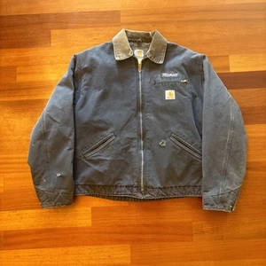 Giacca vintage Carhartt Detroit blu sbiadito coperta full zip foderata taglia large - Foto 1 di 10
