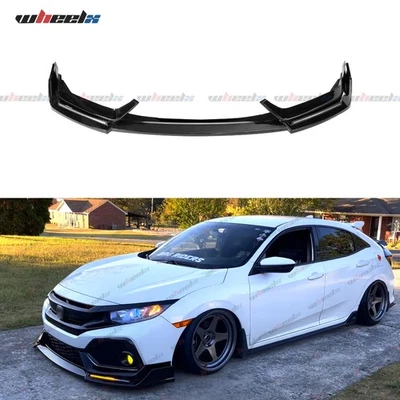 BLZ STYLE GLOSS BLACK LED FRONT BUMPER LIP FIT 17-21 HONDA CIVIC Si & HATCHBACK - Image 1 of 4