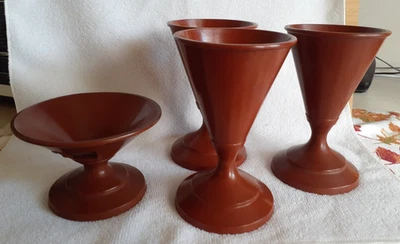 4 portavasos de helado Burt vintage fuente de refresco marrón Foto 1 de 4