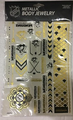 Little Earth NHL Pittsburgh Penguins Tatuajes Temporales en Lámina 2 Hojas Foto 1 de 4