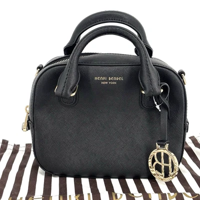 Henri Bendel W 57th Mini Travel Satchel Bag Purse Black Double Handles 8x6x4 NWT - Image 1 of 4