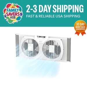 Efficient 9" Twin Window Fan with Exhaust & Reversible Airflow for Home & Office - Picture 1 of 10