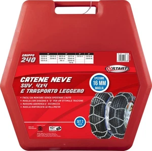 Set Zwei Teile Schneeketten 16MM Gruppe 240 für SUV 4x4 Und Verkehr Licht Sta - Picture 1 of 8