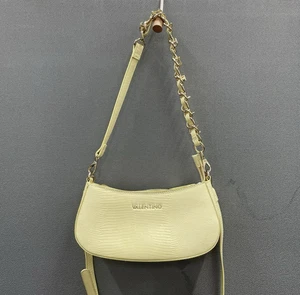 Valentino Small Yellow Croc Skin Chain Strap Crossbody Shoulder Bag - Picture 1 of 10