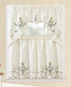 Kitchen Curtain Sets 3 Piece with Valance - Tier Window Curtain Set with Rod ... - Bild 1 von 1