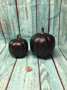 Illuminated Starry Night Glass Pumpkins BLACK by Valerie ~ NEW ~ FREE SHIPPING - Picture 1 of 3