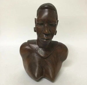 Holz geschnitzte afrikanische Büste einer Frau, 11 Zoll - Bild 1 von 6