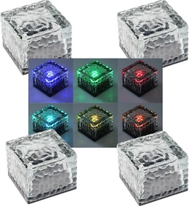 Solar Dekosteine IP65, 4er Set mit Dämmerungssensor, RGB - Bild 1 von 6