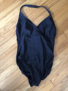 Women’s Jones New York One Piece Swimsuit Halter Style Size 12 Black Classic