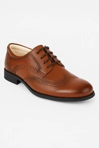 Baby Boys Tan Brown Oxford Brogue Dress Shoes Weddings Formal Event Footwear - Picture 1 of 5