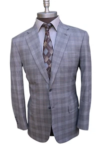 Brioni Nieman Marcus Nomenta Gray Check Windowpane Two Button Blazer SZ 40R - Picture 1 of 11