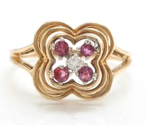 .14 Carat Natural Ruby and Diamonds in 10K Solid Yellow Gold Women Ring - Picture 1 of 6