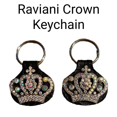 Llavero Corona Raviani en Cuero Bisonte Negro con Cristales Foto 1 de 3