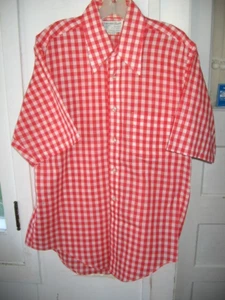 Vintage 1960er Continental Casuals Originals rot/weiß Gingham Hemd - L 16/16 1/2 - Bild 1 von 4