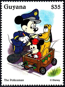 Guyana MNH Disney Mickey Mouse Policía Plutón Perro Madera Coche - Imagen 1 de 1
