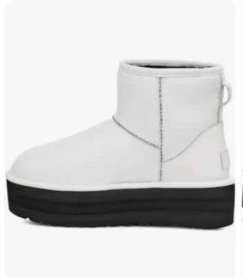UGG Women's Classic Mini Platform Leather Boot White 1130611 Brand New Size 9 - Image 1 of 4