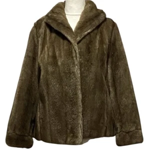 Astraka Faux Fur Coat Jacket Brown Size M - Picture 1 of 9