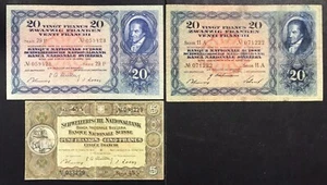 svizzera suisse switzerland 5 1949 + 20 franken franchi 1939 + 1952 LOTTO 799 - Foto 1 di 2