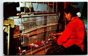 Cartolina Navajo Tappeto Tessitore Nativi Americani Indiani UNP - Foto 1 di 2