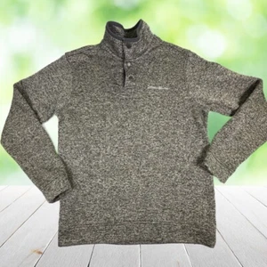 Maglione EDDIE BAUER Henley uomo M radiatore pile grigio a scatto Gorpcore outdoor - Foto 1 di 11