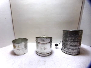 (3) Vintage Tin Flour Sifters - Picture 1 of 5