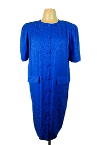Vintage Adrianna Papell Mid-Calf Silk Dress 1930s 40s Floral Inspired 80s 10 - Picture 1 of 9