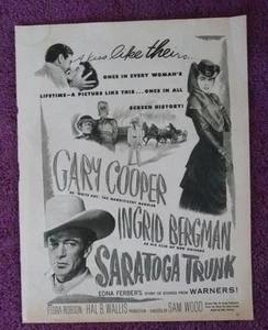 Saratoga Trunk Cooper Bergman Original Filmanzeige aus den 1940er Fanmagazin L@@K - Bild 1 von 1