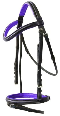 EQUIPRIDE NUOVA BRIGLIA COMFORT IMBOTTITA IN PELLE VIOLA IMBOTTITURA COLORE CUCITURE A CONTRASTO