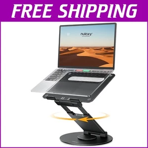 Heavy-Duty 360° Rotating Laptop Stand - Supports Up to 22 lbs, Black Aluminum - Photo 1/9