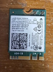 HP 806723-001 Wireless-AC 3165 3165NGW Dual Band abgn+ac BT PCIe NGFF - Picture 1 of 2