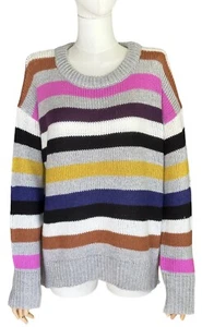 NWT Allison Joy MultiStripe Round Neck Long Sleeve Pullover Sweater Women's S - Picture 1 of 14