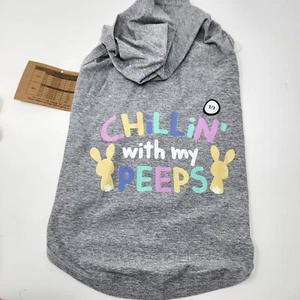 Easter dog hoodie Chillin with my Peeps gray size large - Picture 1 of 3