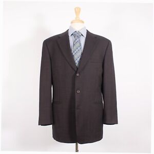 Jhane Barnes 41L Brown Solid Wool Three Button Sport Coat Blazer Jacket