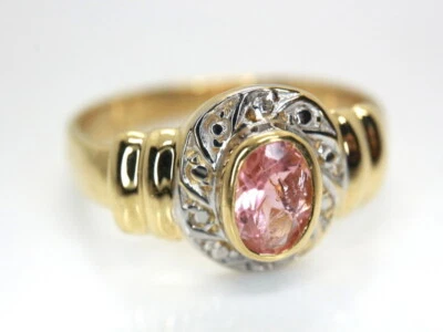 GOLDJUNGE69 *  SOGNI D`ORO EDELSTEIN RING (18) TURMALIN &DIAMANT 375er GELBGOLD - Bild 1 von 4