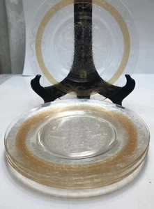 Juego de 5 platos de ensalada de almuerzo Macbeth Evans Glass Co ámbar transparente rosa punteada - Imagen 1 de 11