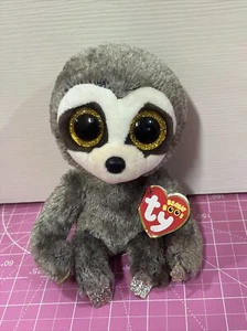 Ty Beanie Boo Sloth Dangler Plush Brown Gold Glitter Eyes With Tags - Picture 1 of 3