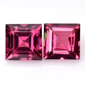 1.75 Ct & 5 mm _ Purple Pink Natural Rhodolite Garnet Square Cut 2pc's Gemstones - Picture 1 of 12