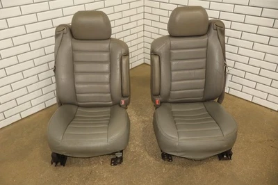 03-04 Hummer H2 SUV Pair of Front Wheat Leather Power Seats *Recovered* - Image 1 of 4