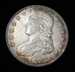 1836 50C Bust Half Dollar AU50 ANACS Old Holder Rainbow Toning - Picture 1 of 4