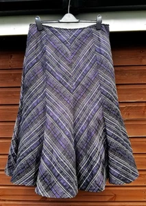 MARKS & SPENCER SKIRT ~ Size 18 ~ Purple And Dark Grey Striped ~ M&S - Picture 1 of 4