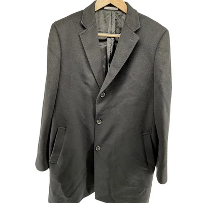 Hermoso Abrigo John W Nordstrom 100% Cachemira Negro Para Hombre Talla 48R Lana Foto 1 de 4