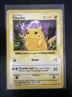 Red Cheeks Shadowless Pikachu 58/102 - Pokemon 1999 Base Set LP - Image 1 of 4