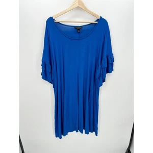 Lane Bryant royalblau Rüschen 1/2 Arm T-Shirt Kleid Tunika Viskose Damen 26/28 - Bild 1 von 8