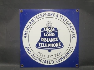 AMERICAN TELEPHONE & TELEGRAPH CO. Sign METAL Vintage BELL SYSTEM 8" - Picture 1 of 9