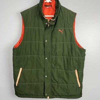 Puma Windstopper Vest Men's Size XL Gray Orange Logo Full Zip Pocketed Vest - Image 1 of 4