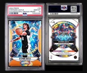 2024 Panini Prizm Stephon Castle #19 naranja caleidoscópico/49 novato RC PSA 10 - Imagen 1 de 3