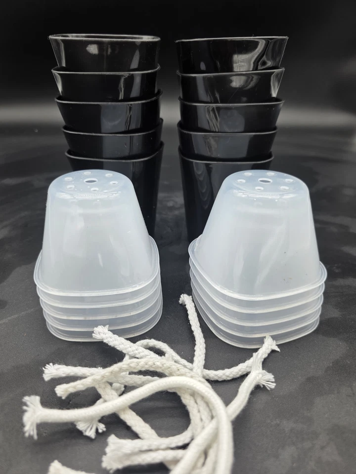 Ollas de riego automático con insertos transparentes - 3 pulgadas (10 ollas) negras Foto 1 de 3