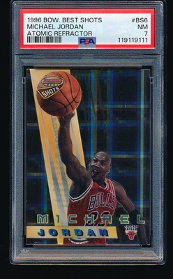 Bowman's Best Shots 1996 refractor atómico Michael Jordan #BS6 PSA 7 Foto 1 de 2